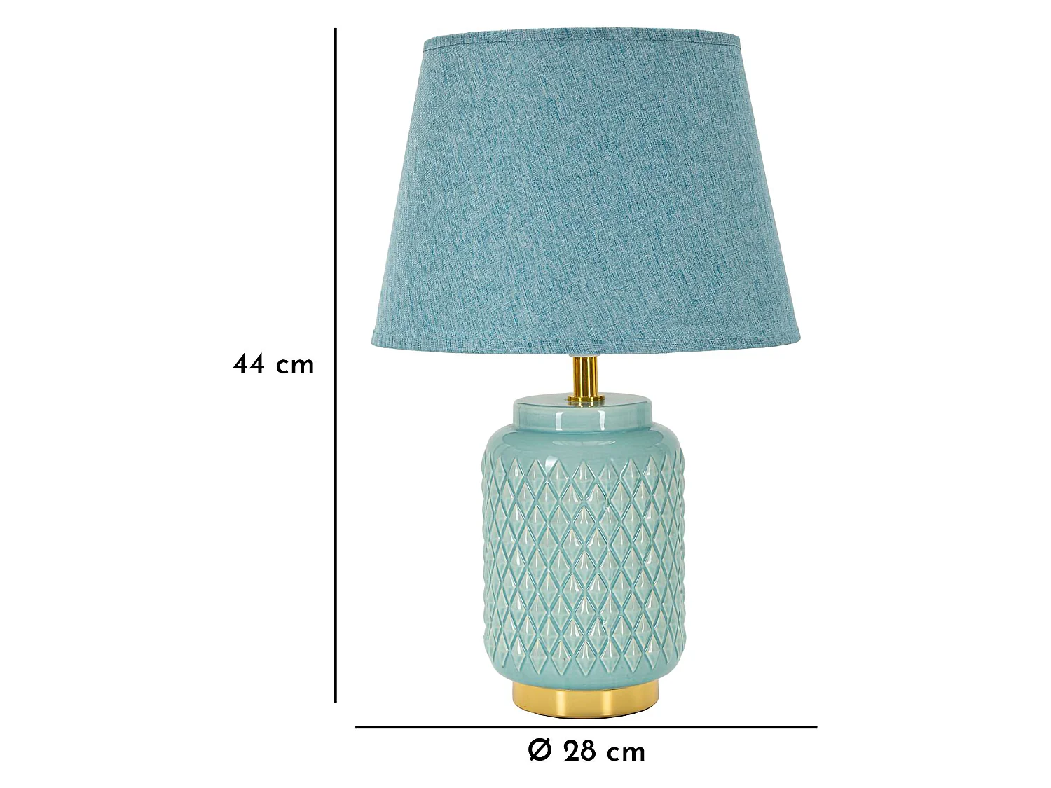 Lampada da Tavolo Cordov, Necessaria 1 Lampadina, Azzurro Turchese, Attacco e27, Paralume