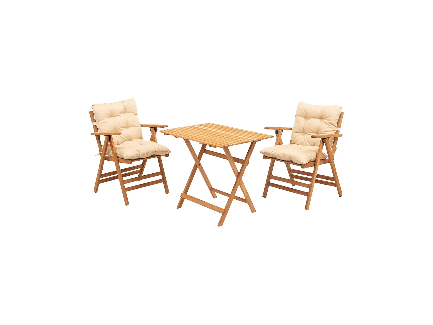 Ensemble Table et Chaises Roana, 2 Places, Marron Crème