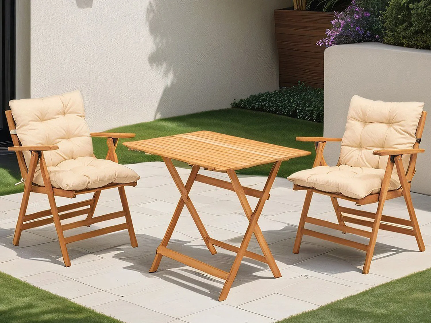 Ensemble Table et Chaises Roana, 2 Places, Marron Crème