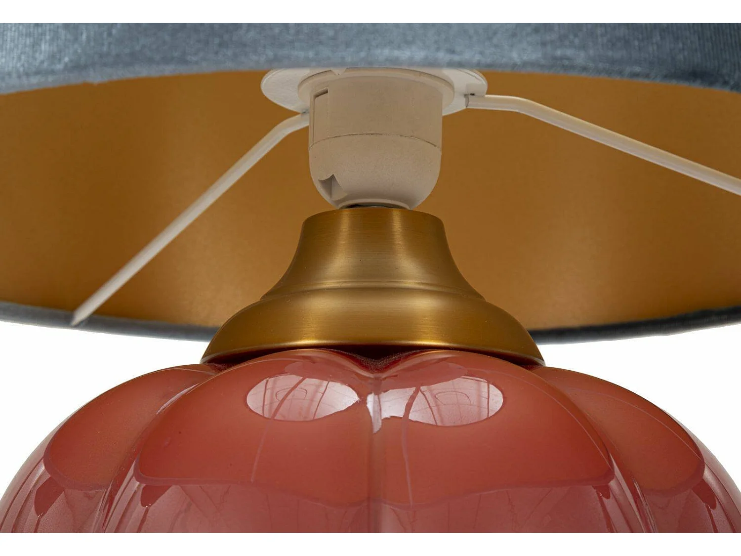 Lámpara de mesa Fibocchi, pantalla, roja, casquillo E52, interruptor de pera