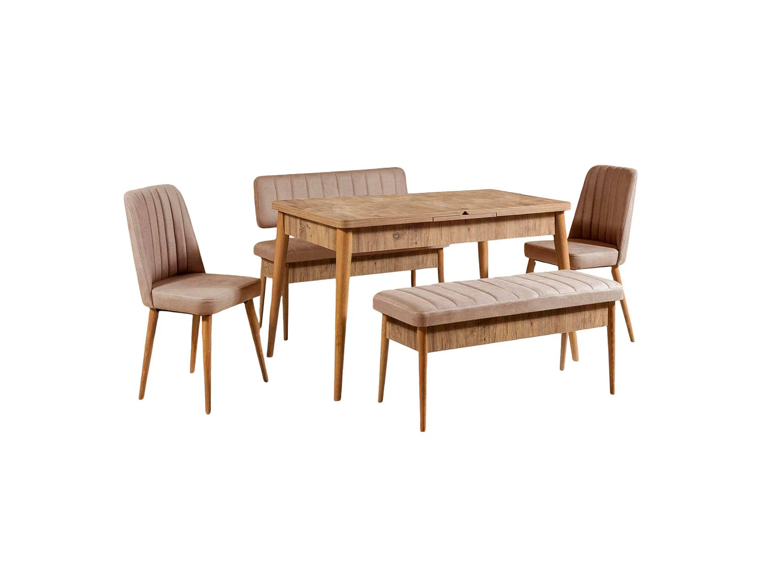 Set Tavolo e Sedie Situla, Allungabile, Marrone Quercia