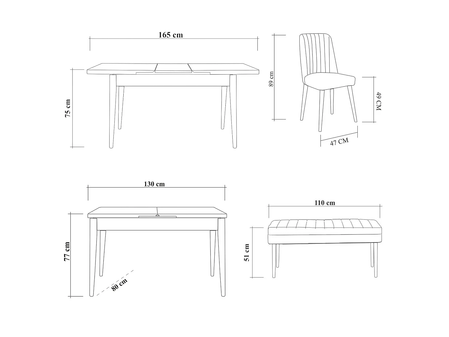 Set Tavolo e Sedie Situla, Allungabile, Marrone Quercia