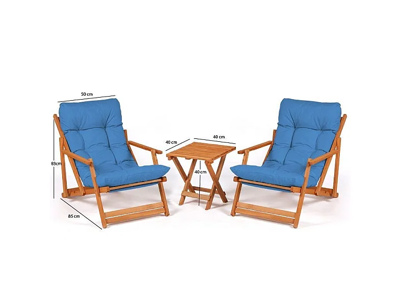 Ensemble Table et Chaises Biagio, 2 Places, Marron