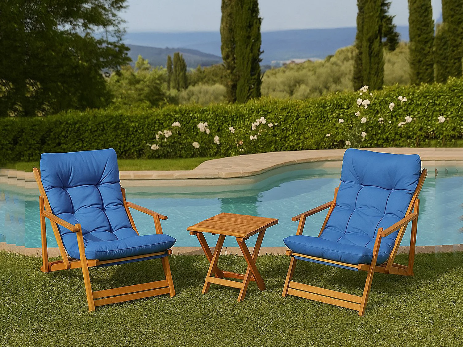 Ensemble Table et Chaises Biagio, 2 Places, Marron