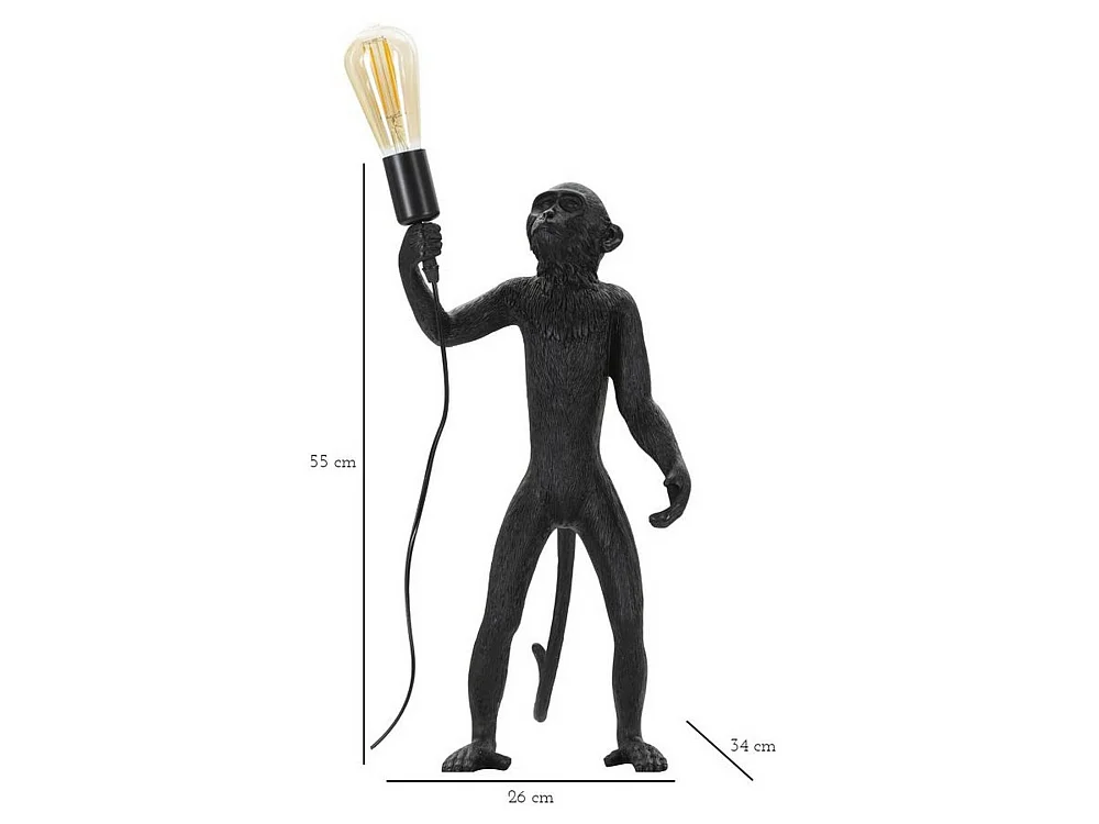 Lámpara de mesa Piet, casquillo E37, negro, interruptor de pera, clase energética de A a G