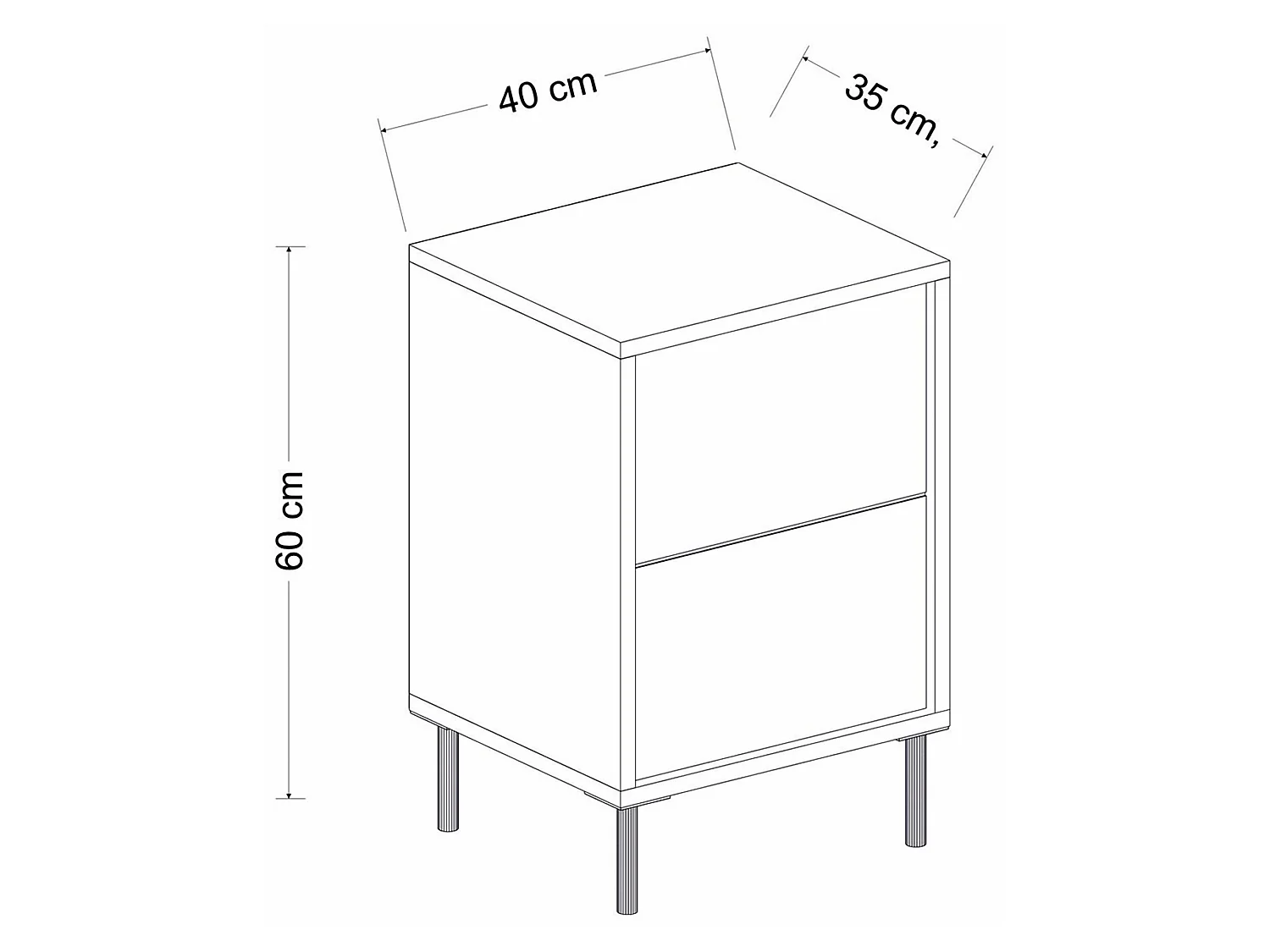 Comodino Vestone, un Ripiano, 40x35x60h cm Bianco Lucido, Apertura Battente, Un'anta