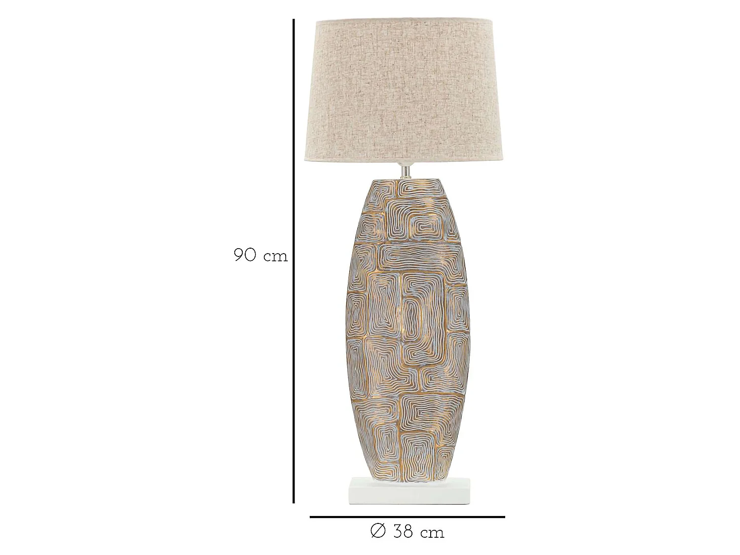 Lampada da Tavolo Falekaza, Necessaria 1 Lampadina, Beige, Attacco e27, Paralume