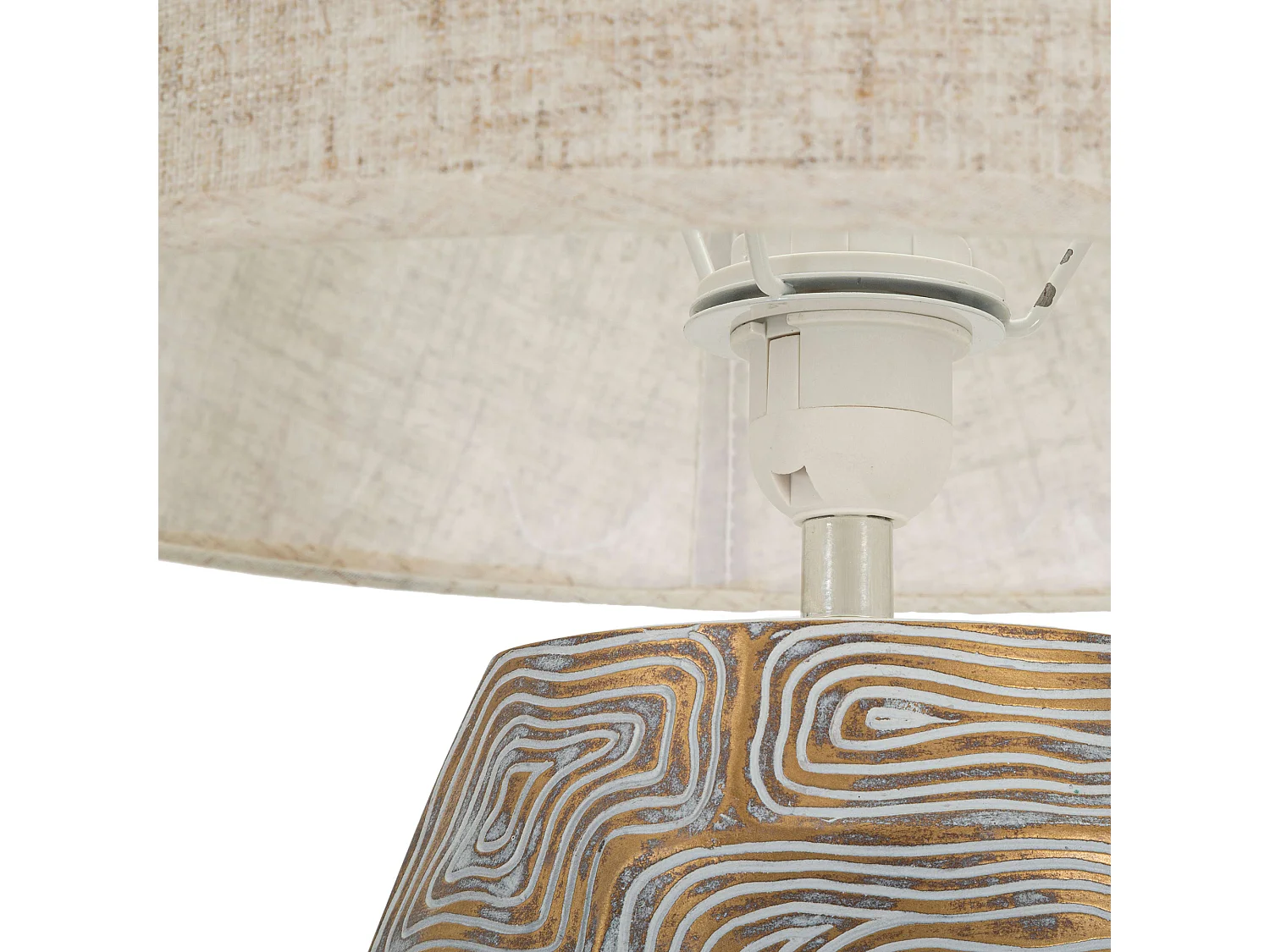 Lampada da Tavolo Falekaza, Necessaria 1 Lampadina, Beige, Attacco e27, Paralume