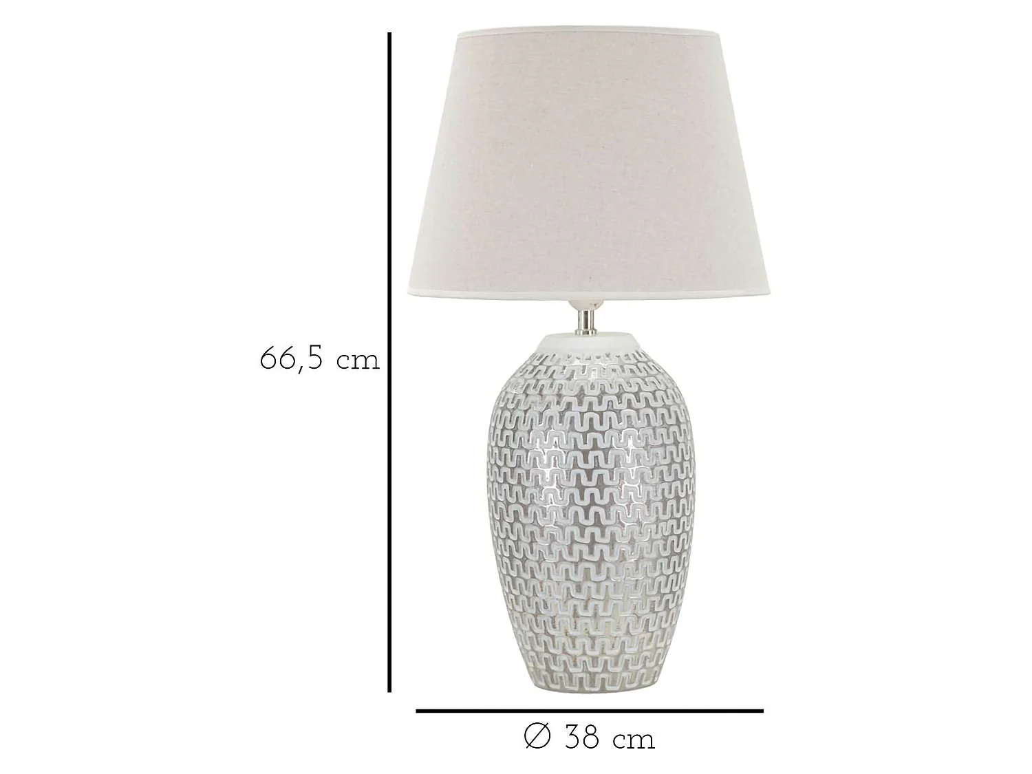 Lampada da Tavolo Balosemo, Necessaria 1 Lampadina, Bianco, Attacco e27, Paralume