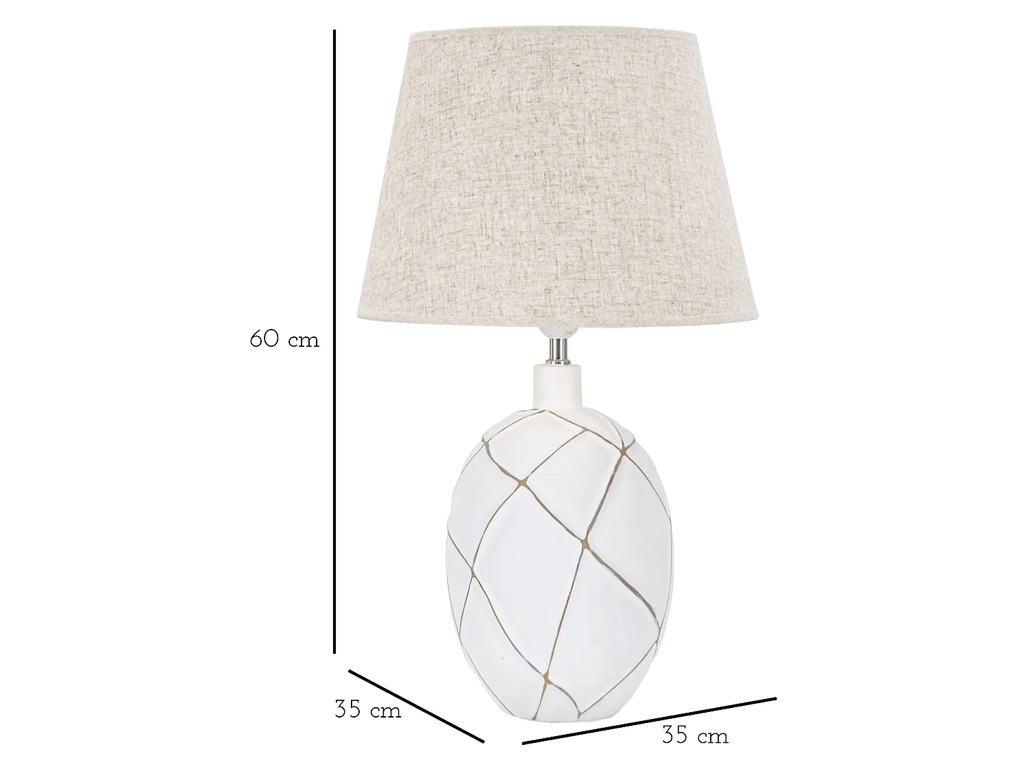 Lampada da Tavolo Baha, Necessaria 1 Lampadina, Bianco, Attacco e27, Paralume