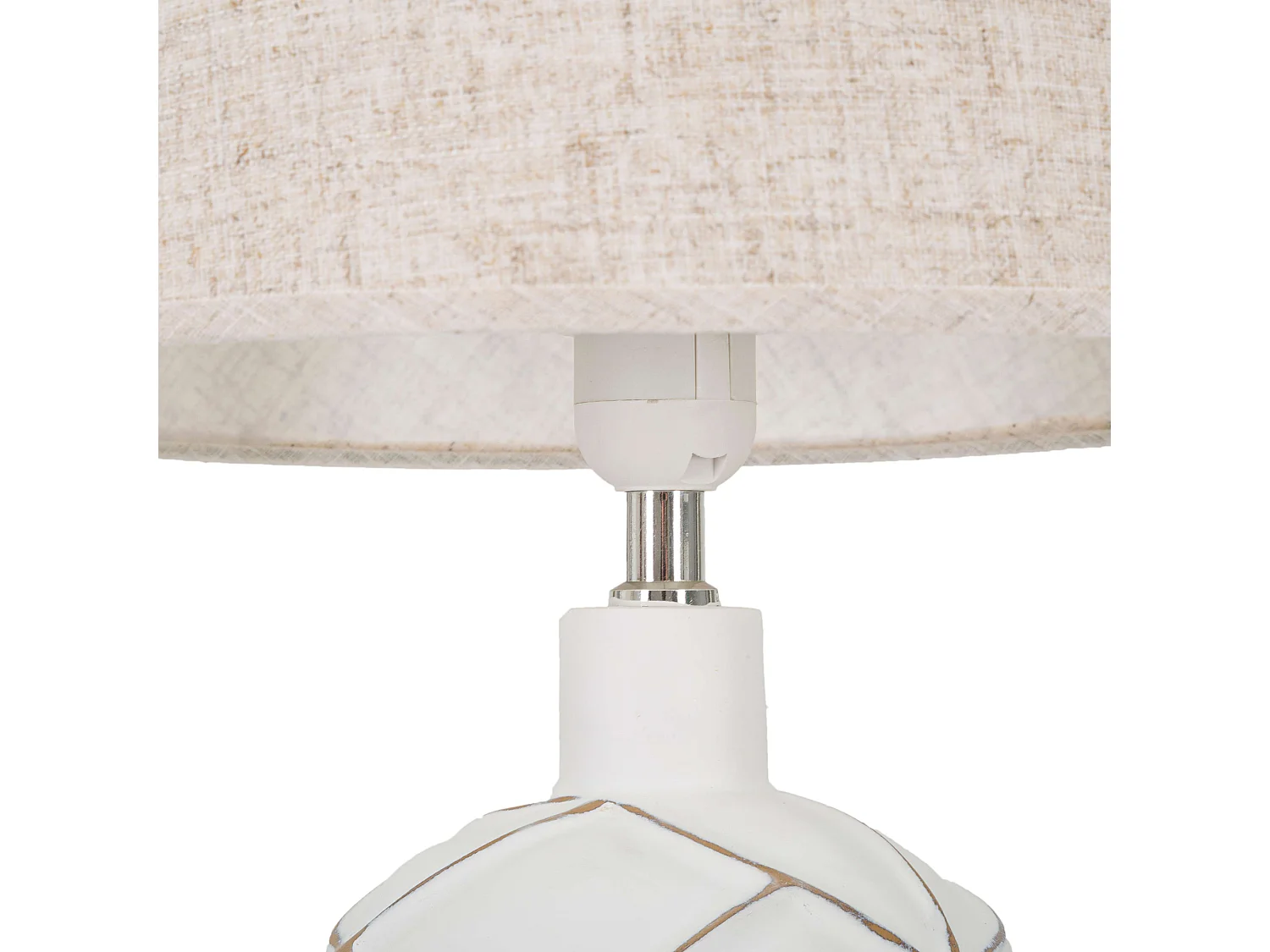 Lampada da Tavolo Baha, Necessaria 1 Lampadina, Bianco, Attacco e27, Paralume