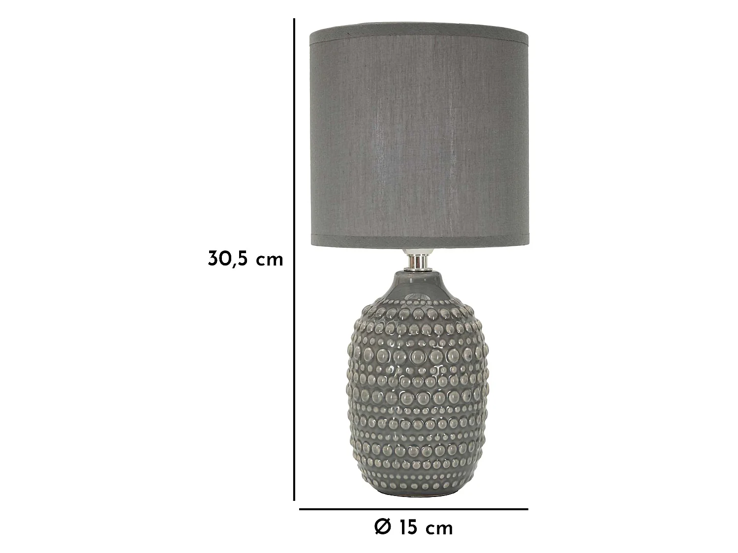 Lampada da Tavolo Bethel, Necessaria 1 Lampadina, Grigio, Attacco e14, Paralume