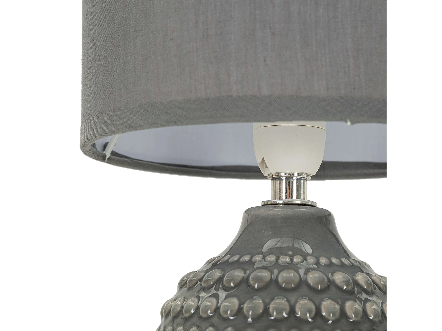 Lampada da Tavolo Bethel, Necessaria 1 Lampadina, Grigio, Attacco e14, Paralume