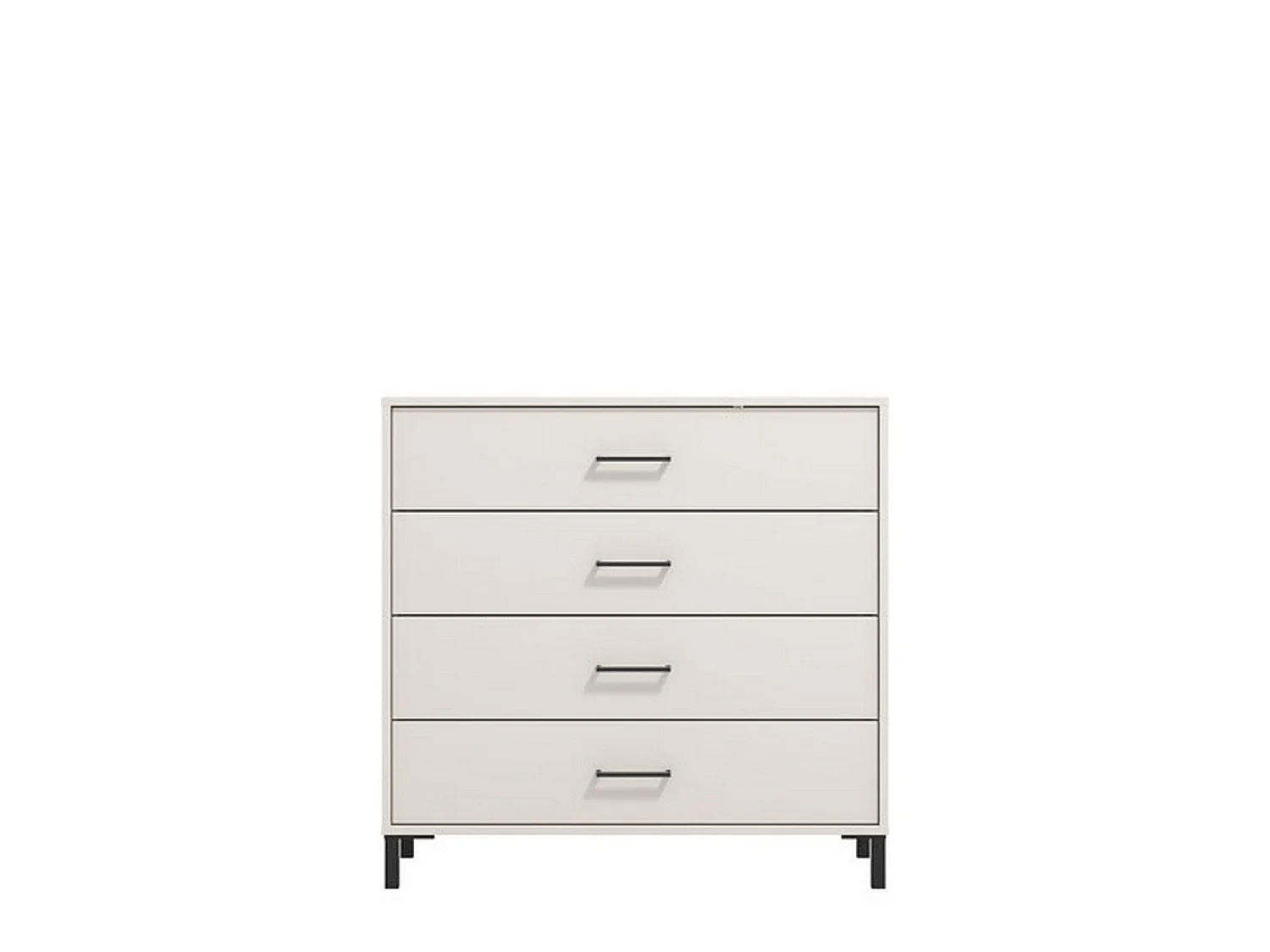 Cassettiera Vidor, 4 Cassetti, 93x40x90h cm Bianco Panna, Apertura Scorrevole, Chiusura Scorrevole
