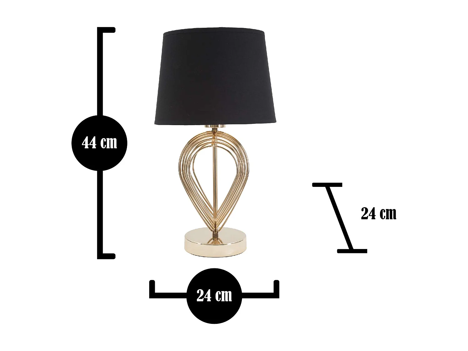 Lampadaire de Table Nikko, Nécessite 1 Ampoule, Noir, Douille E27, Abat-jour