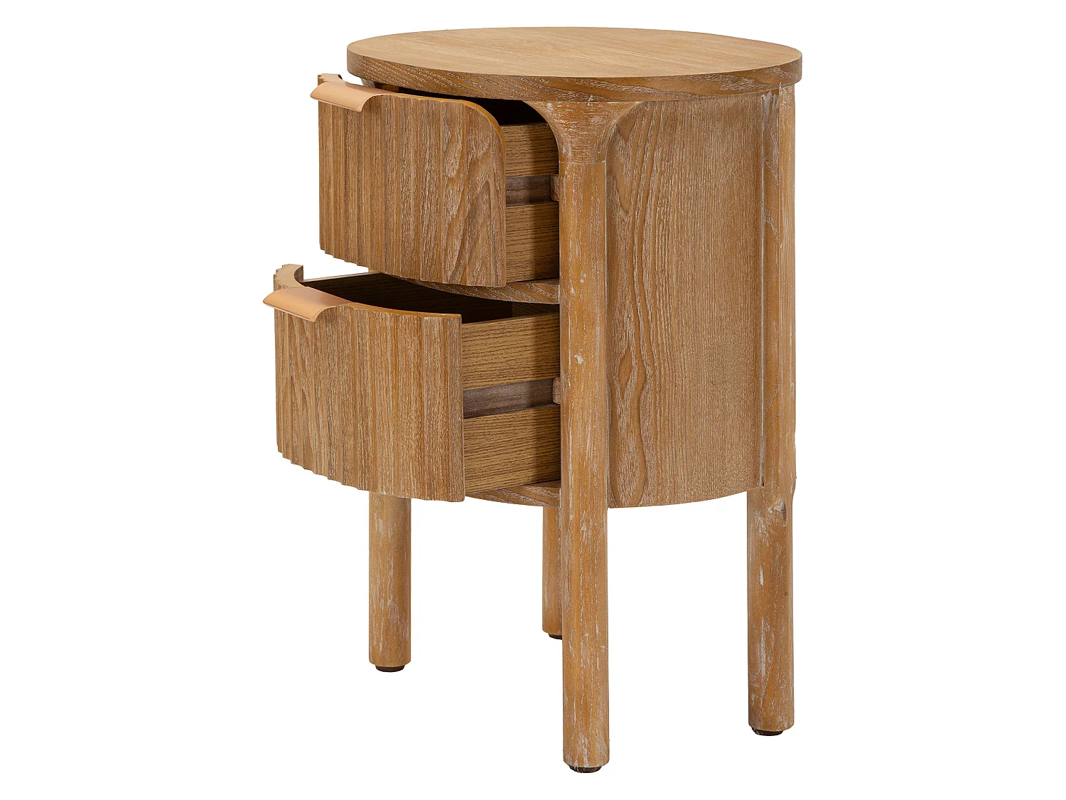 Comodino Falile, 2 Cassetti, 38x35x52h cm Marrone Ciliegio, un Ripiano, Apertura Scorrevole