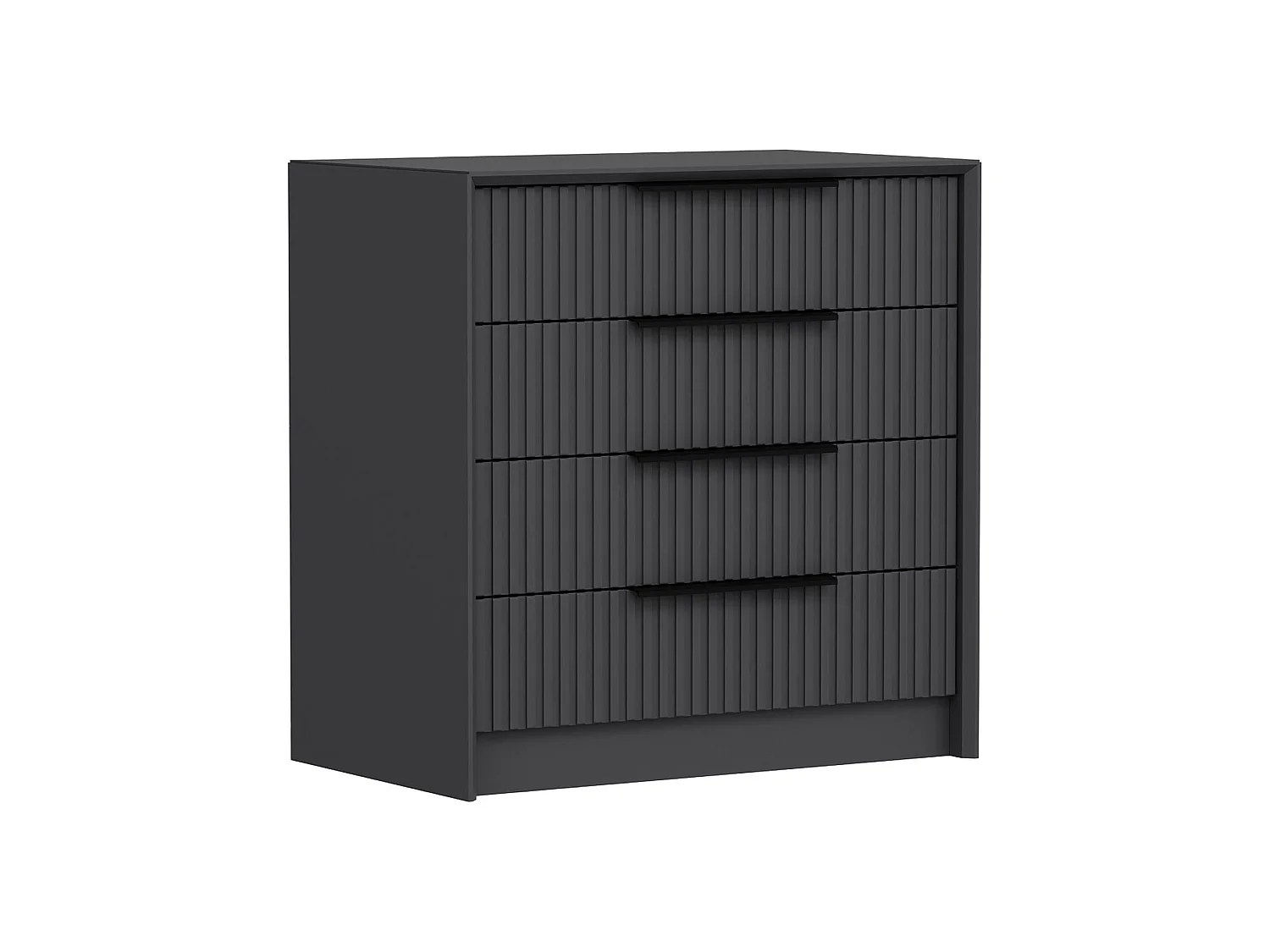 Cassettiera Jebi, 4 Cassetti, 45x72x77h cm Nero Antracite, Apertura Scorrevole, Chiusura Scorrevole