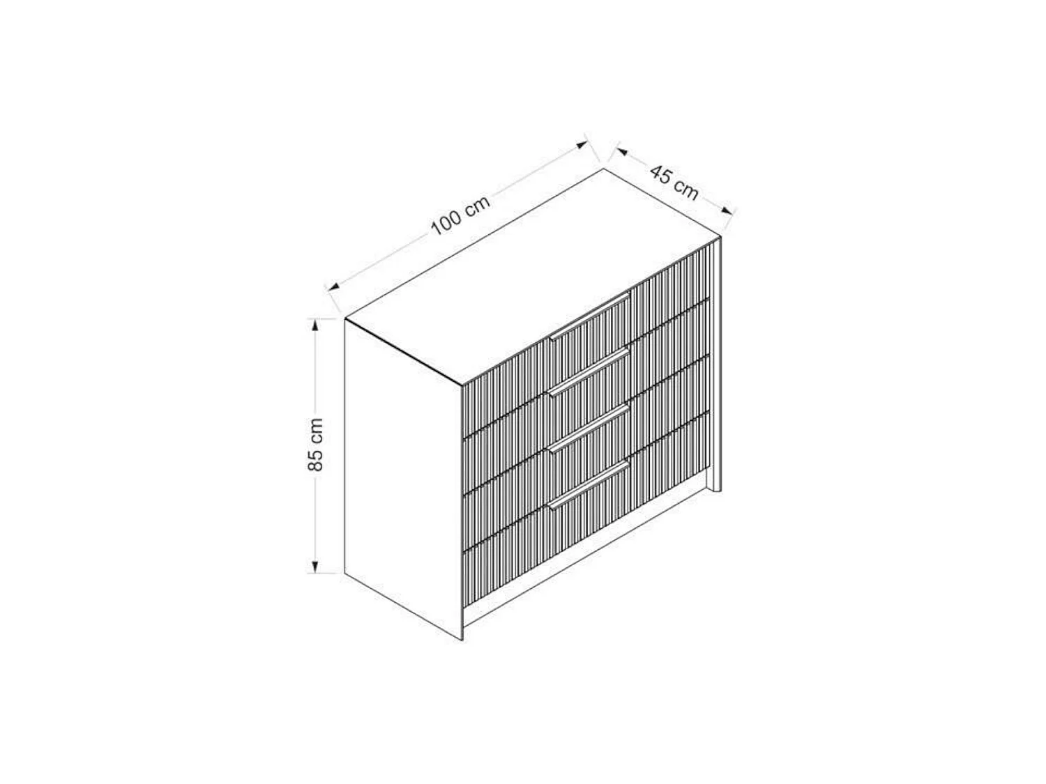 Cassettiera Nepartak, 7 Cassetti, 100x45x85h cm Grigio Cemento, Apertura Scorrevole, Chiusura Scorrevole