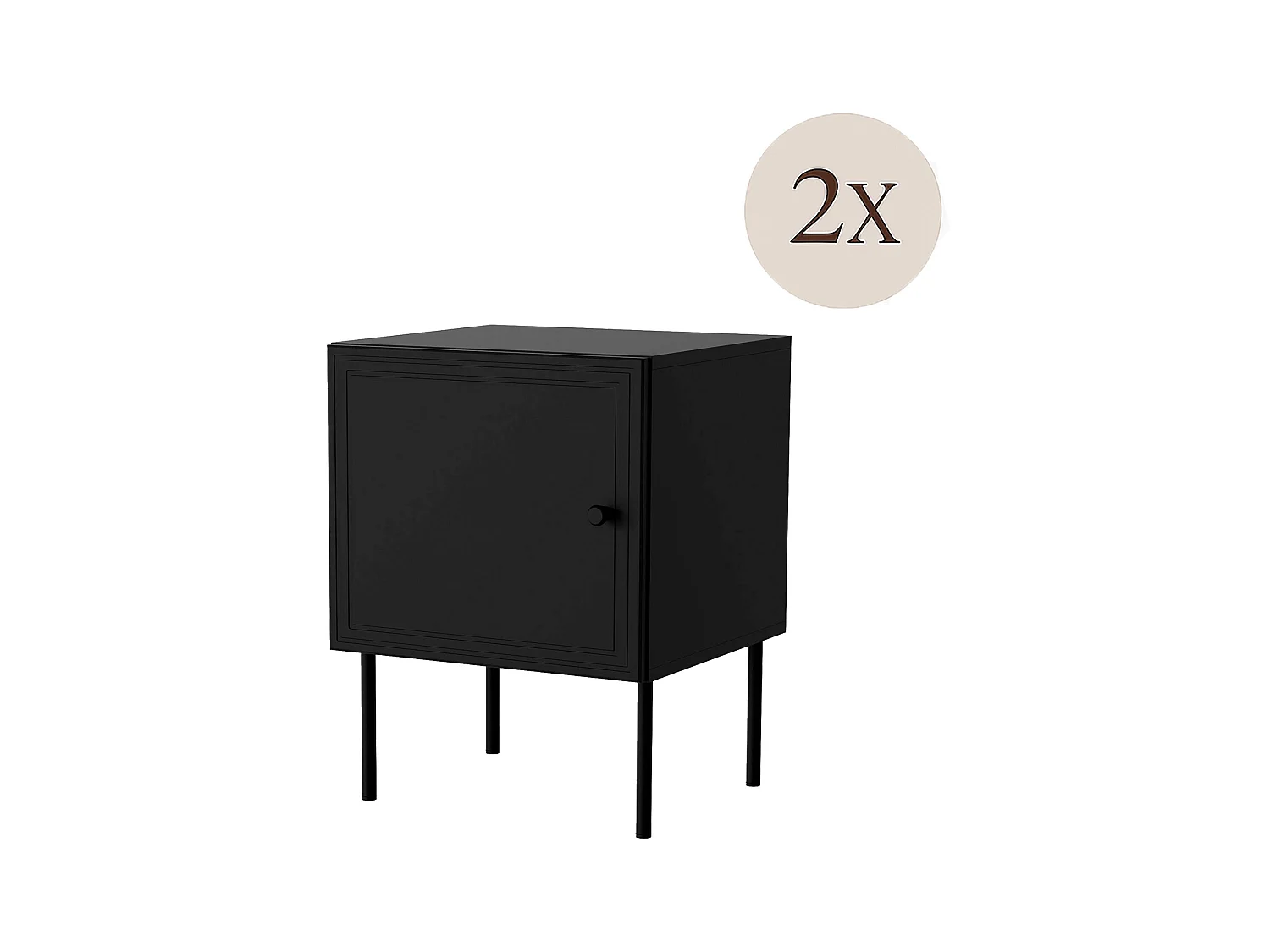 Mesa de cabeceira Crecchio, uma prateleira, 45x39x59h cm Preto, abertura de batente, uma porta