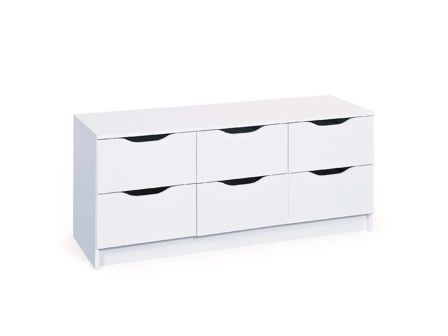 Ladekast Ceppino, 6 lades, 50x120x40h cm wit, schuifopening, schuifsluiting