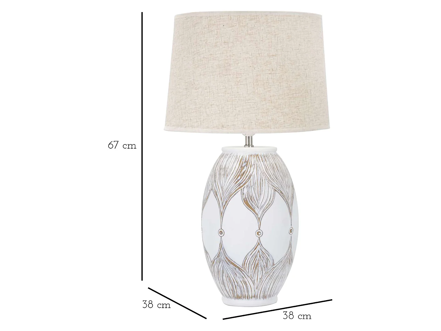 Lampada da Tavolo Batabaga, Necessaria 1 Lampadina, Bianco, Attacco e27, Paralume