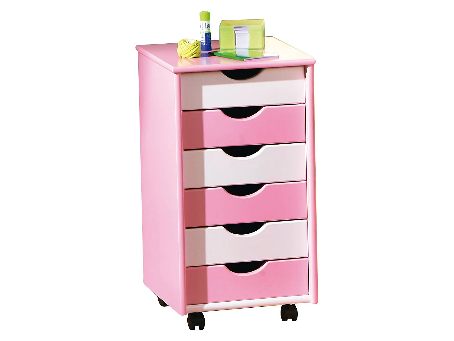Cassettiera Lubrense, 6 Cassetti, 36x40x65h cm Bianco, con Ruote, Apertura Scorrevole