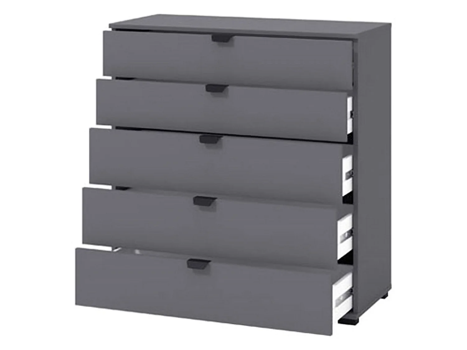 Cassettiera Mainarda, 5 Cassetti, 90x40x95h cm Nero Antracite, Apertura Scorrevole, Chiusura Scorrevole
