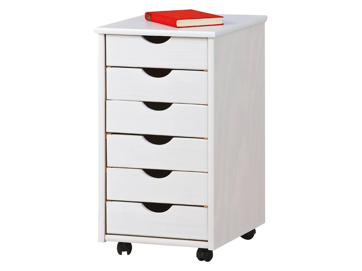 Oyace ladekast, 6 lades, 36x40x65h cm wit, met wielen, schuifopening