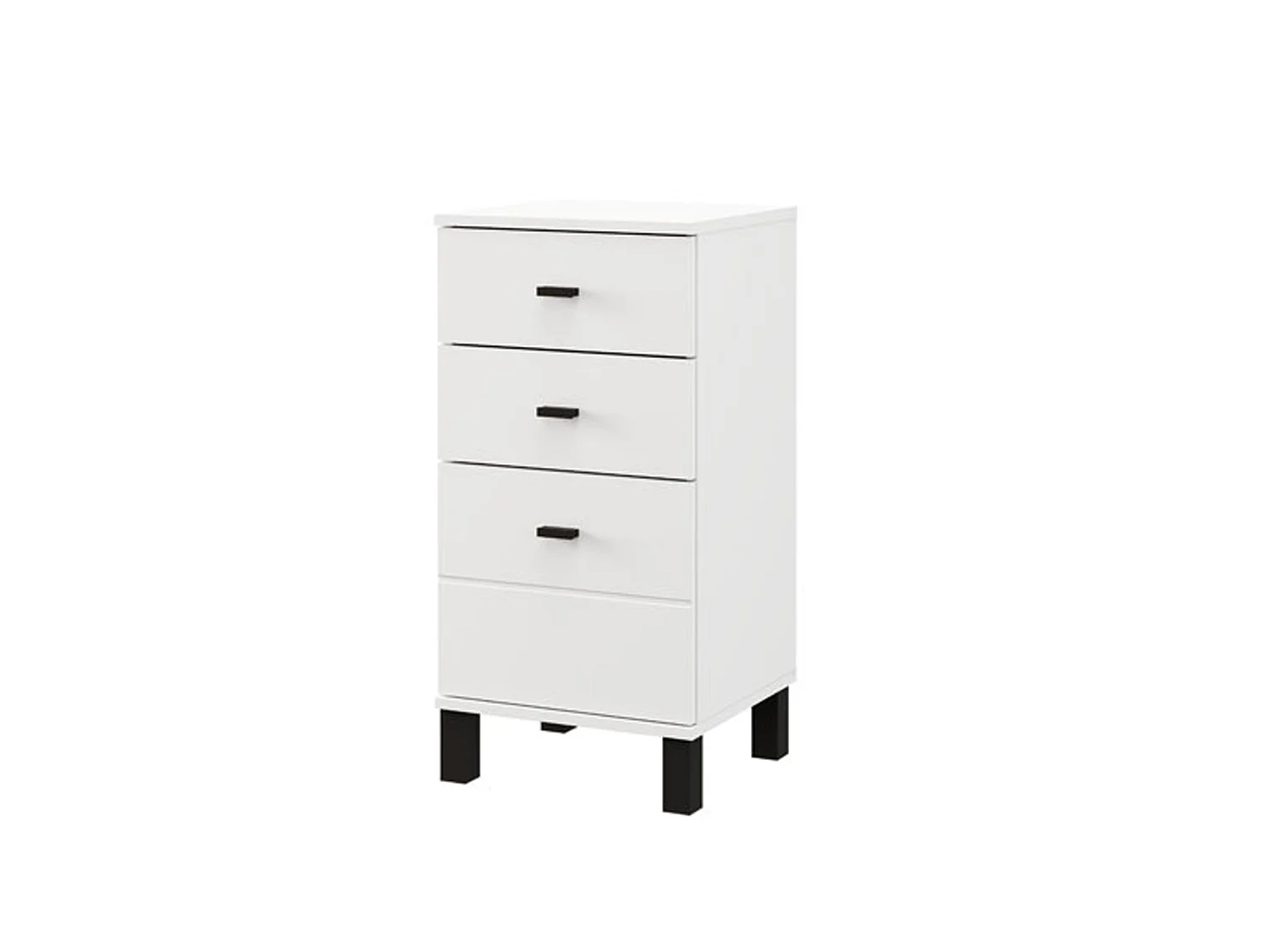 Cassettiera Vilcab, 3 Cassetti, 39x35x78h cm Bianco, con Piedini, Apertura Scorrevole
