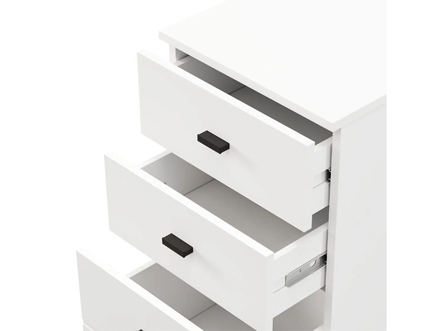 Cassettiera Vilcab, 3 Cassetti, 39x35x78h cm Bianco, con Piedini, Apertura Scorrevole
