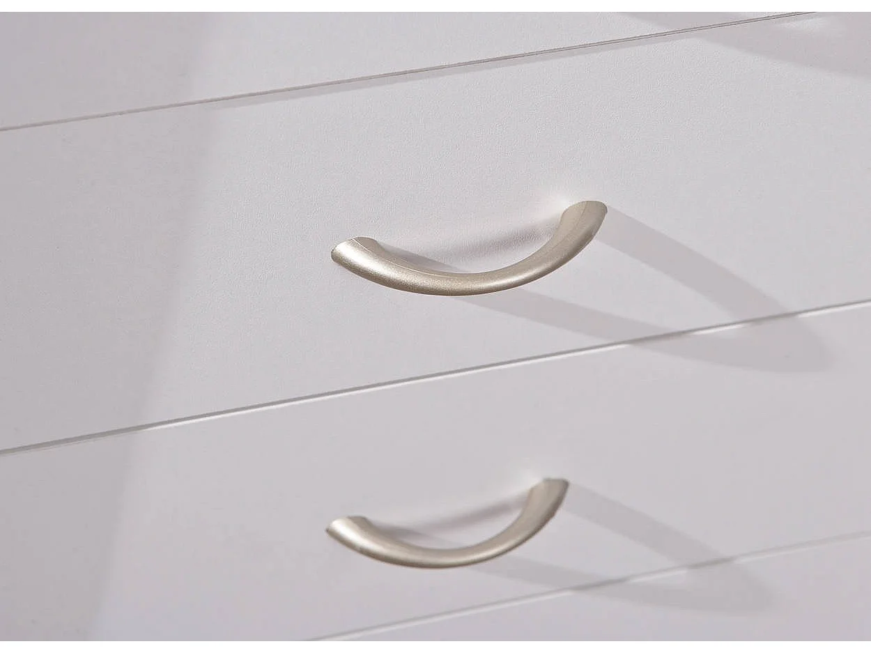 Cassettiera Manco, 4 Cassetti, 40x36x65h cm Bianco, con Ruote, Apertura Scorrevole