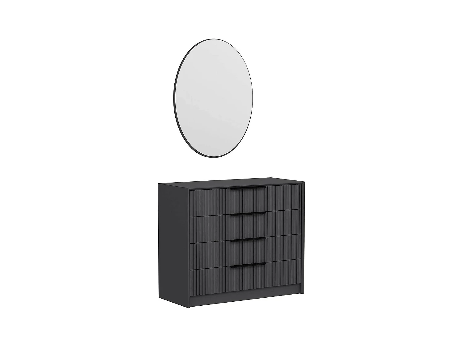Cassettiera Jebi, 3 Cassetti, 100x85x45h cm Nero Antracite, Apertura Scorrevole, Chiusura Scorrevole
