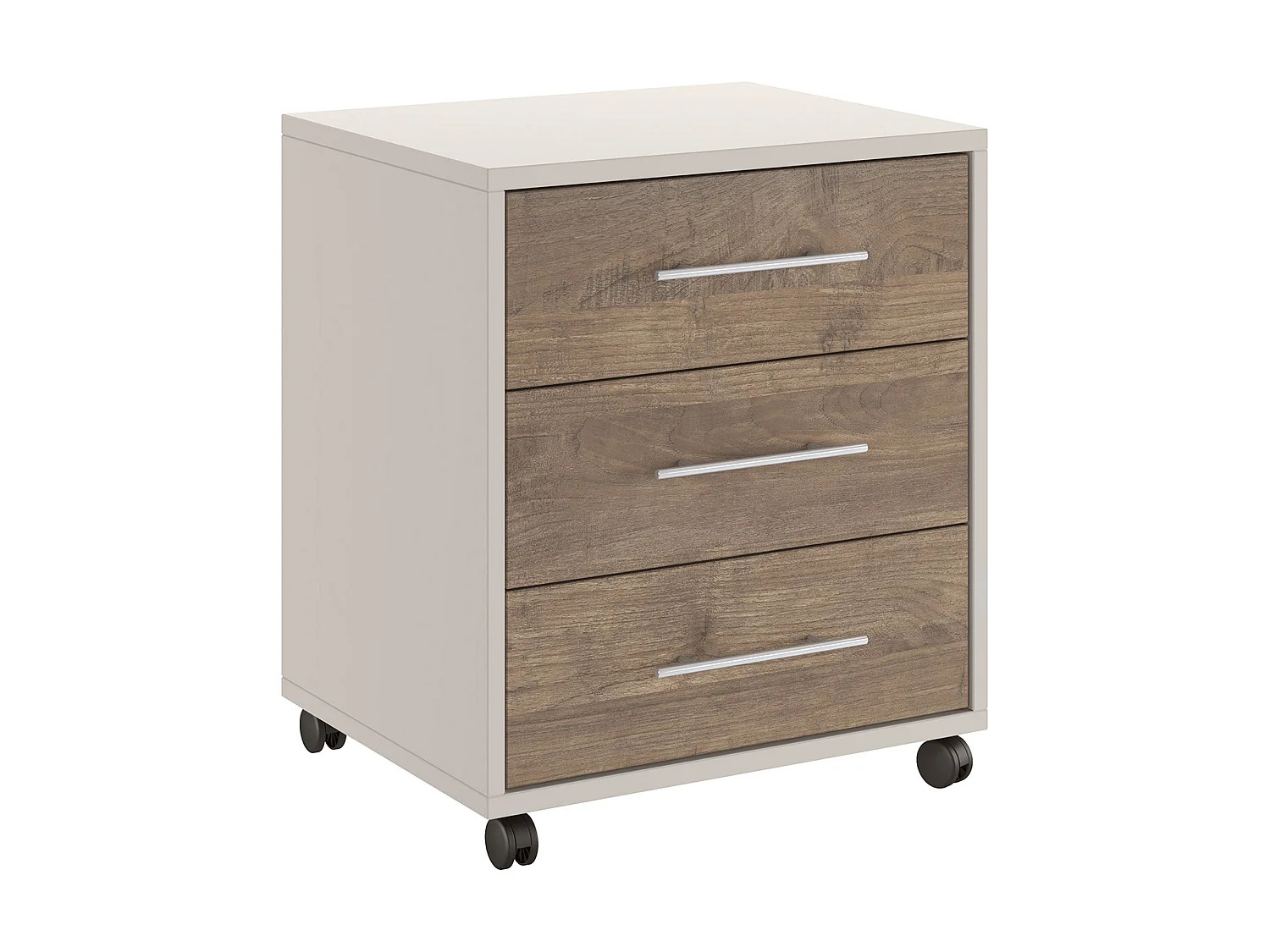 Cassettiera Pisano, 3 Cassetti, 43x40x57h cm Beige, con Ruote, Apertura Scorrevole