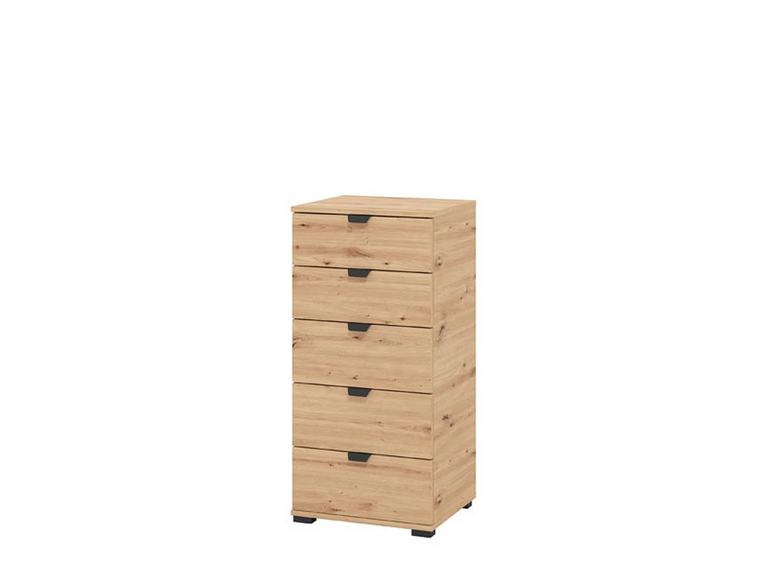 Cassettiera Mainarda, 5 Cassetti, 45x40x95h cm Marrone Rovere Nodi, Apertura Scorrevole, Chiusura Scorrevole