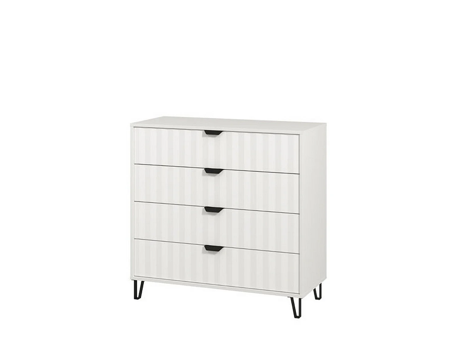 Cassettiera Maggiora, 4 Cassetti, 93x40x90h cm Bianco, Apertura Scorrevole, Chiusura Scorrevole