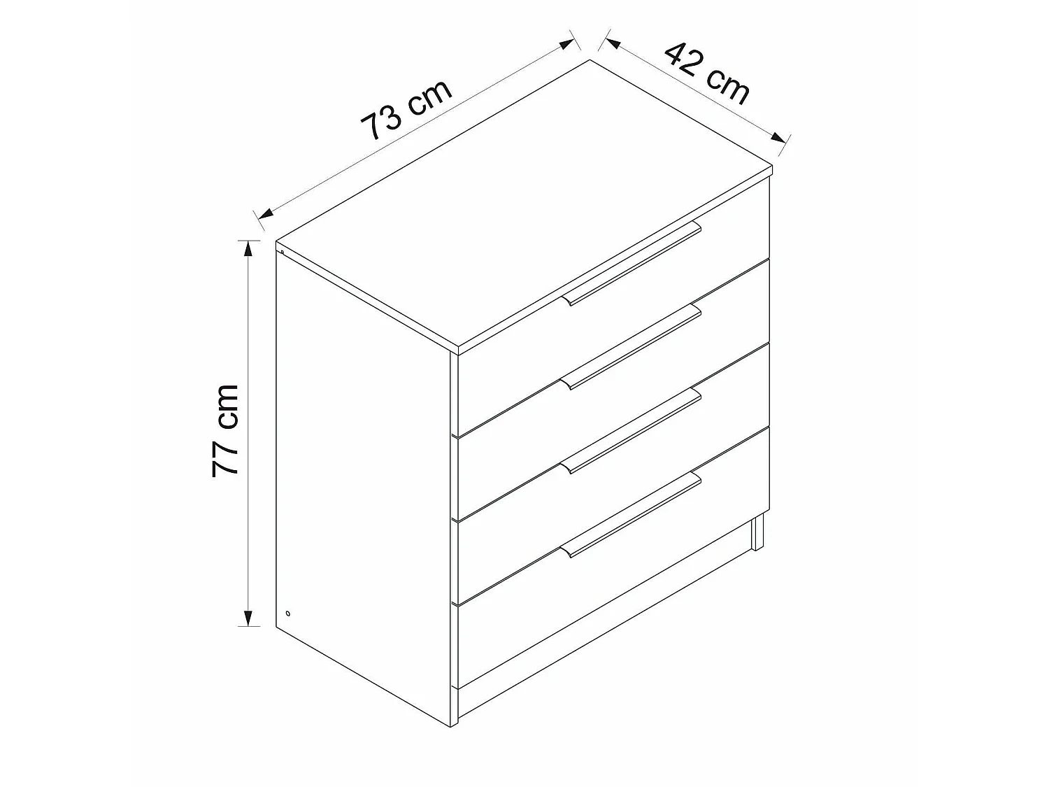 Cassettiera Elysee, 5 Cassetti, 73x42x77h cm Marrone Noce, Apertura Scorrevole, Chiusura Scorrevole