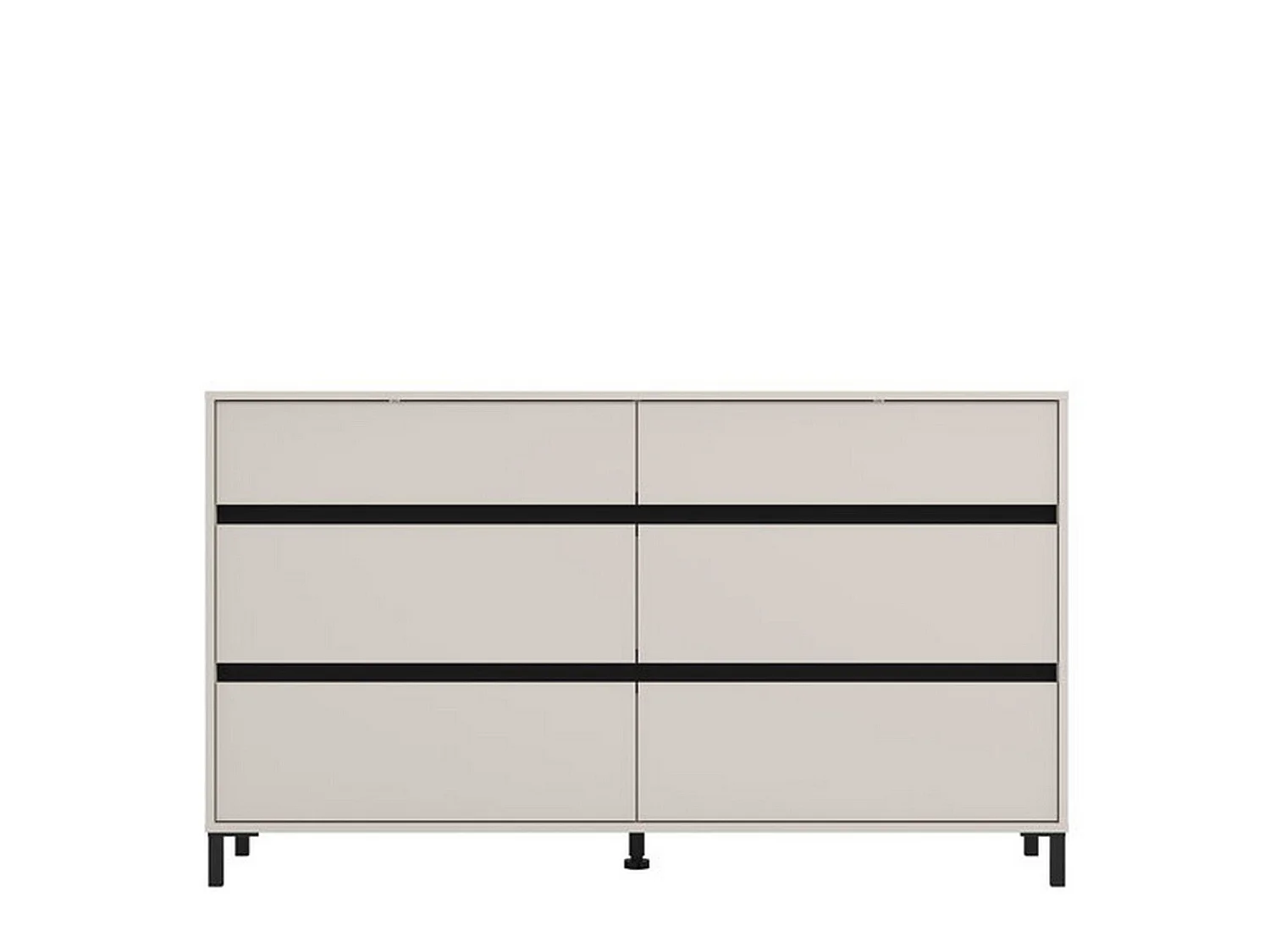 Cassettiera Mapelloo, 6 Cassetti, 157x40x90h cm Beige, Apertura Scorrevole, Chiusura Scorrevole
