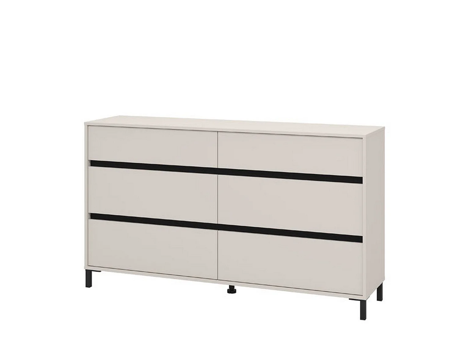 Cassettiera Mapelloo, 6 Cassetti, 157x40x90h cm Beige, Apertura Scorrevole, Chiusura Scorrevole