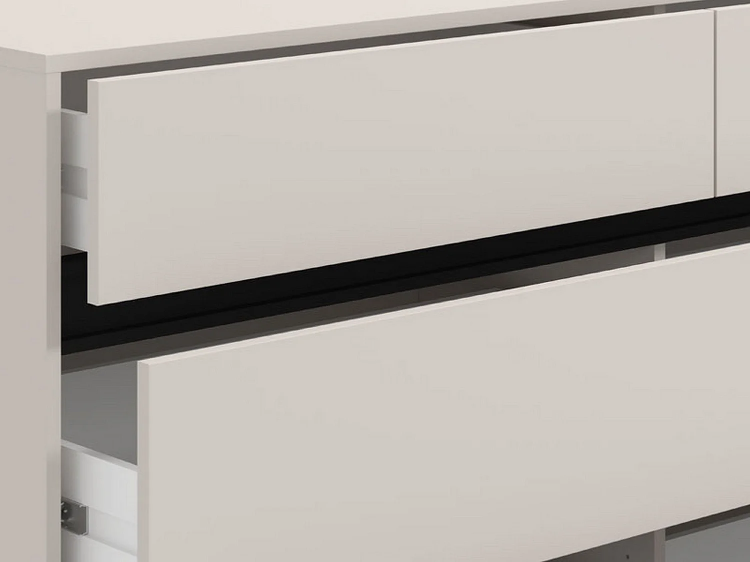Cassettiera Mapelloo, 6 Cassetti, 157x40x90h cm Beige, Apertura Scorrevole, Chiusura Scorrevole