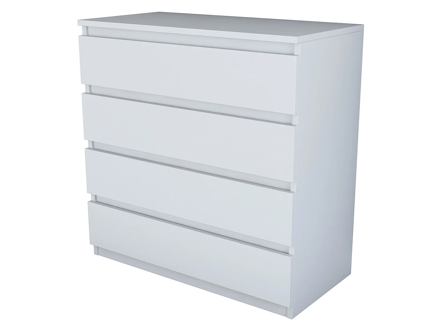 Cassettiera Gorle, 4 Cassetti, 80x47x98h cm Bianco, Apertura Scorrevole, Chiusura Scorrevole