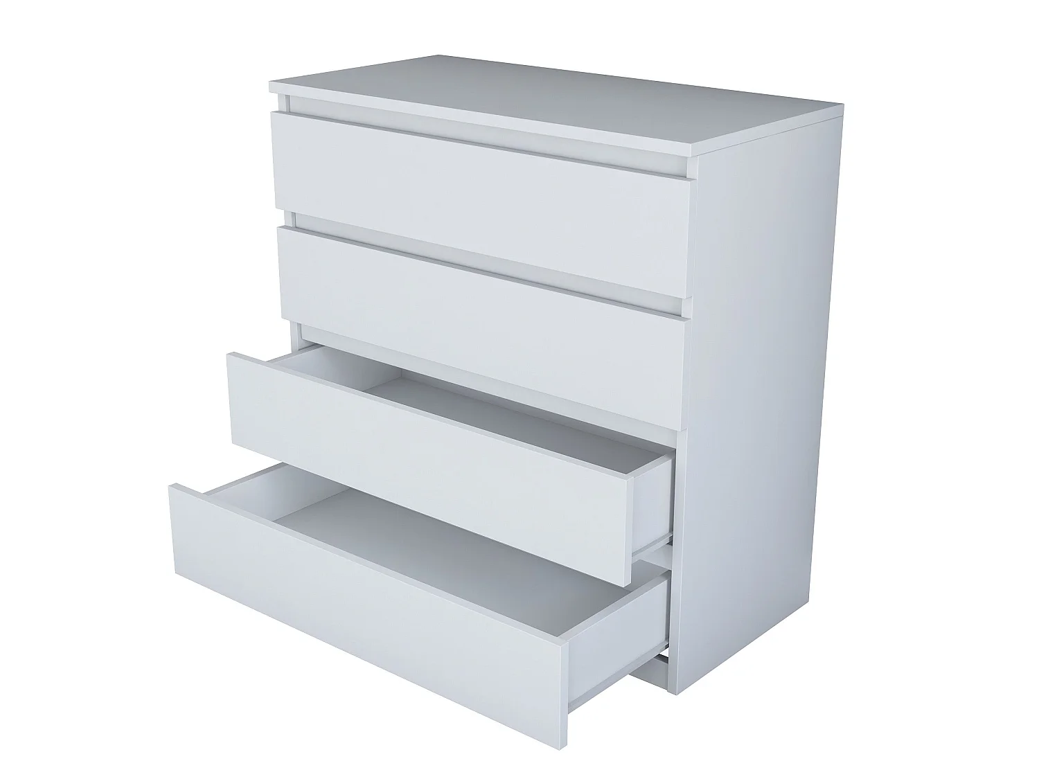 Cassettiera Gorle, 4 Cassetti, 80x47x98h cm Bianco, Apertura Scorrevole, Chiusura Scorrevole
