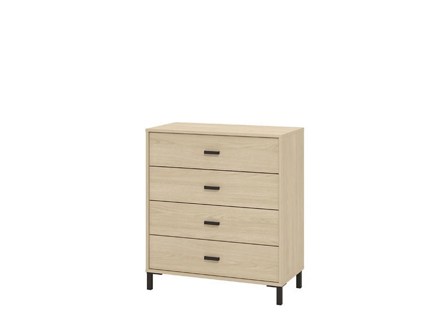 Cassettiera Rosasco, 4 Cassetti, 80x40x90h cm Marrone Rovere, Apertura Scorrevole, Chiusura Scorrevole