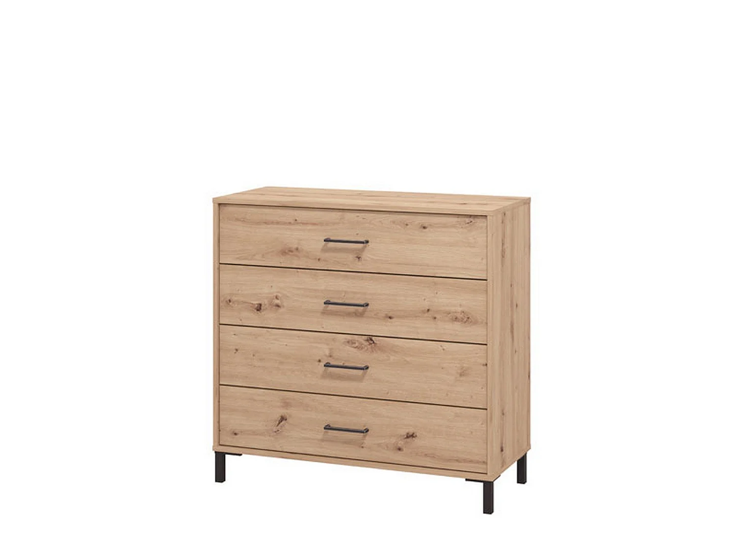 Cassettiera Vidor, 4 Cassetti, 93x40x90h cm Marrone Rovere Nodi, Apertura Scorrevole, Chiusura Scorrevole
