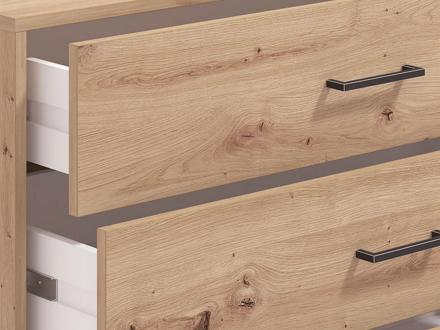 Cassettiera Vidor, 4 Cassetti, 93x40x90h cm Marrone Rovere Nodi, Apertura Scorrevole, Chiusura Scorrevole