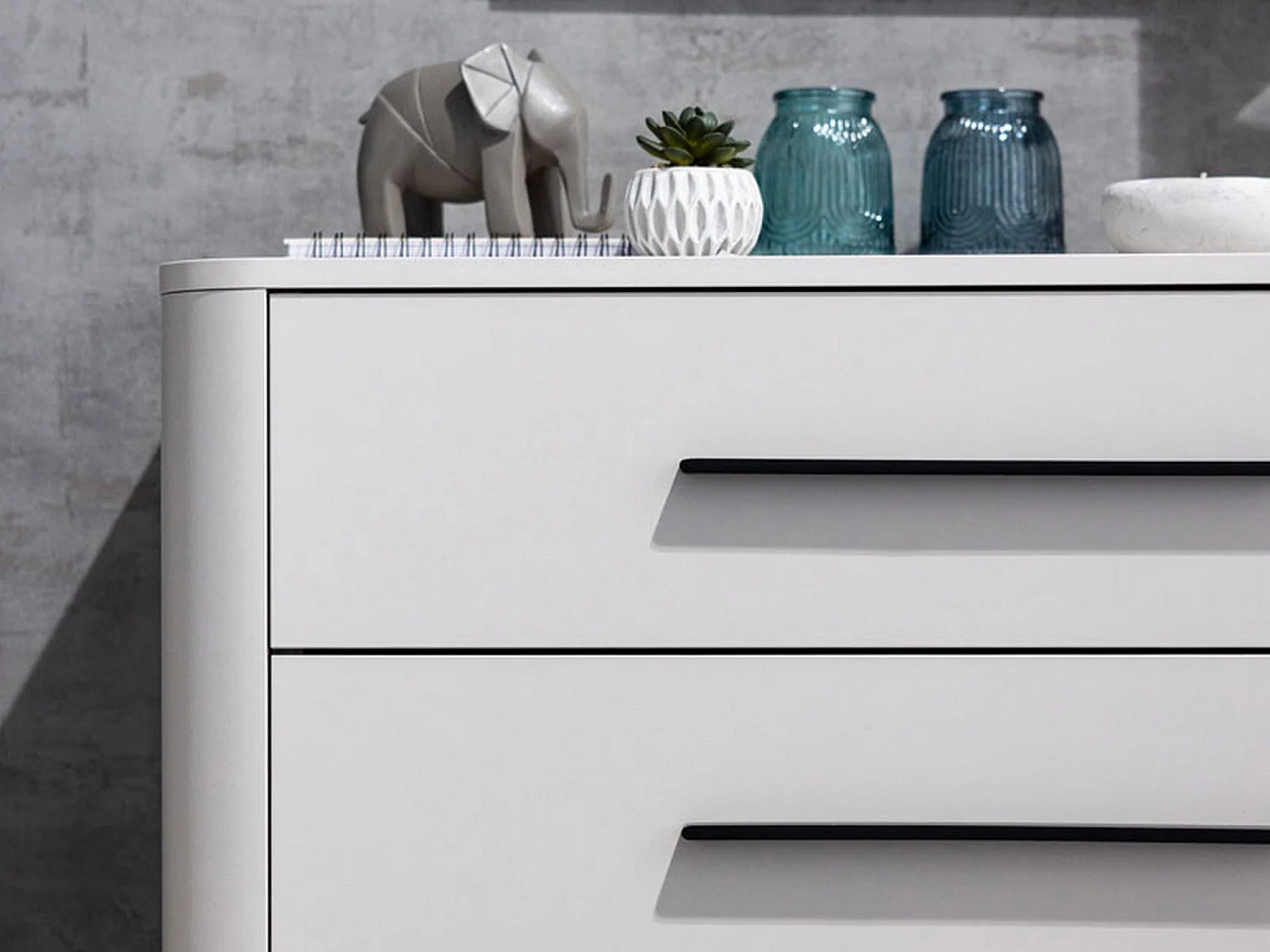 Cassettiera Mogoro, 4 Cassetti, 90x40x94h cm Bianco, Apertura Scorrevole, Chiusura Scorrevole