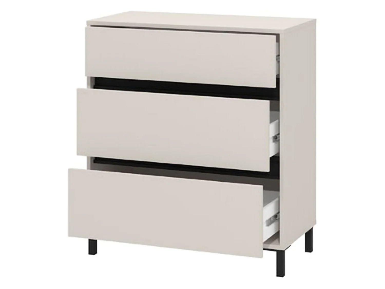 Cassettiera Mapello, 3 Cassetti, 80x40x90h cm Beige, Apertura Scorrevole, Chiusura Scorrevole