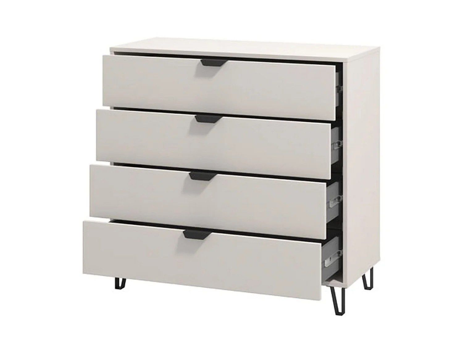 Cassettiera Tornata, 4 Cassetti, 93x40x91h cm Beige, Apertura Scorrevole, Chiusura Scorrevole
