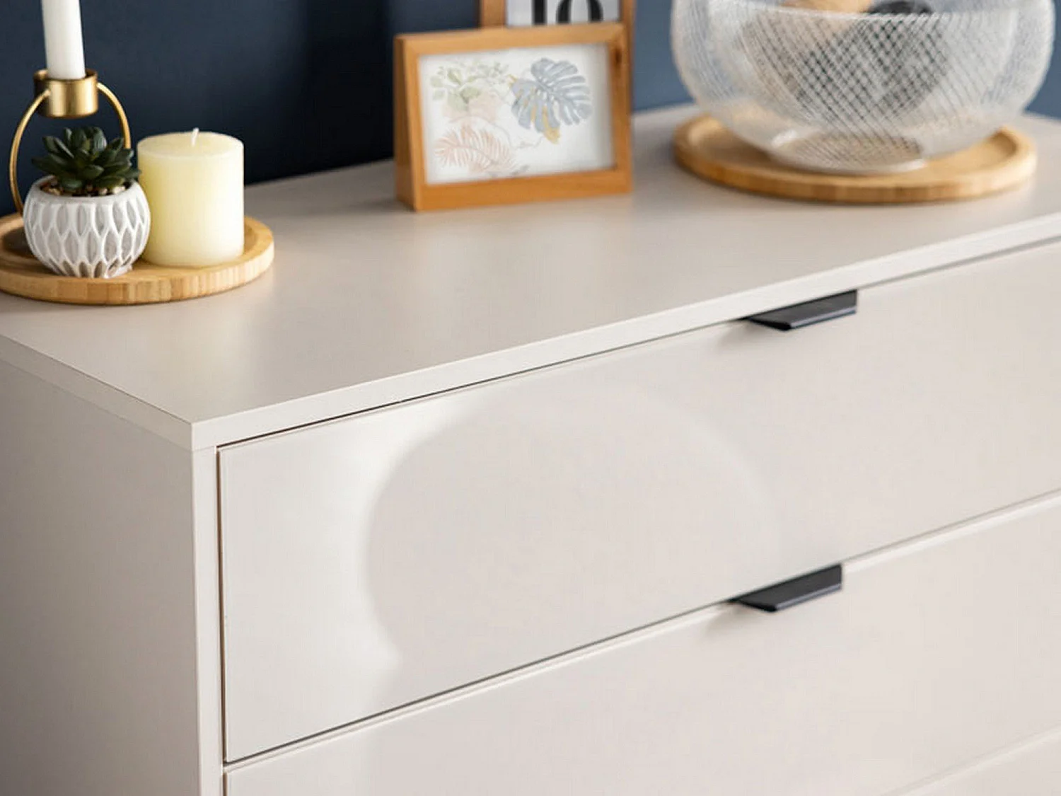 Cassettiera Tornata, 4 Cassetti, 93x40x91h cm Beige, Apertura Scorrevole, Chiusura Scorrevole