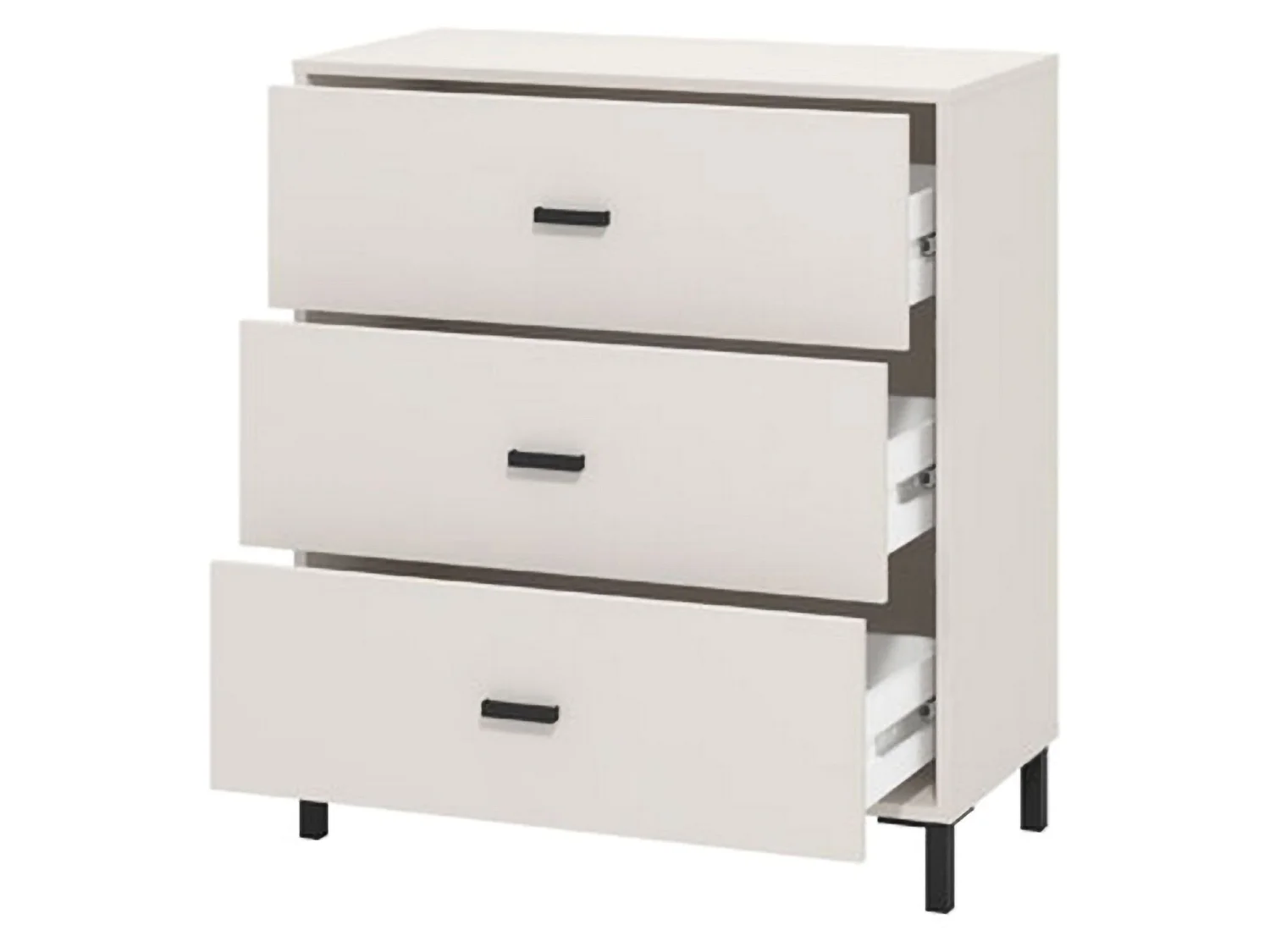 Cassettiera Portio, 3 Cassetti, 80x40x90h cm Bianco, Apertura Scorrevole, Chiusura Scorrevole