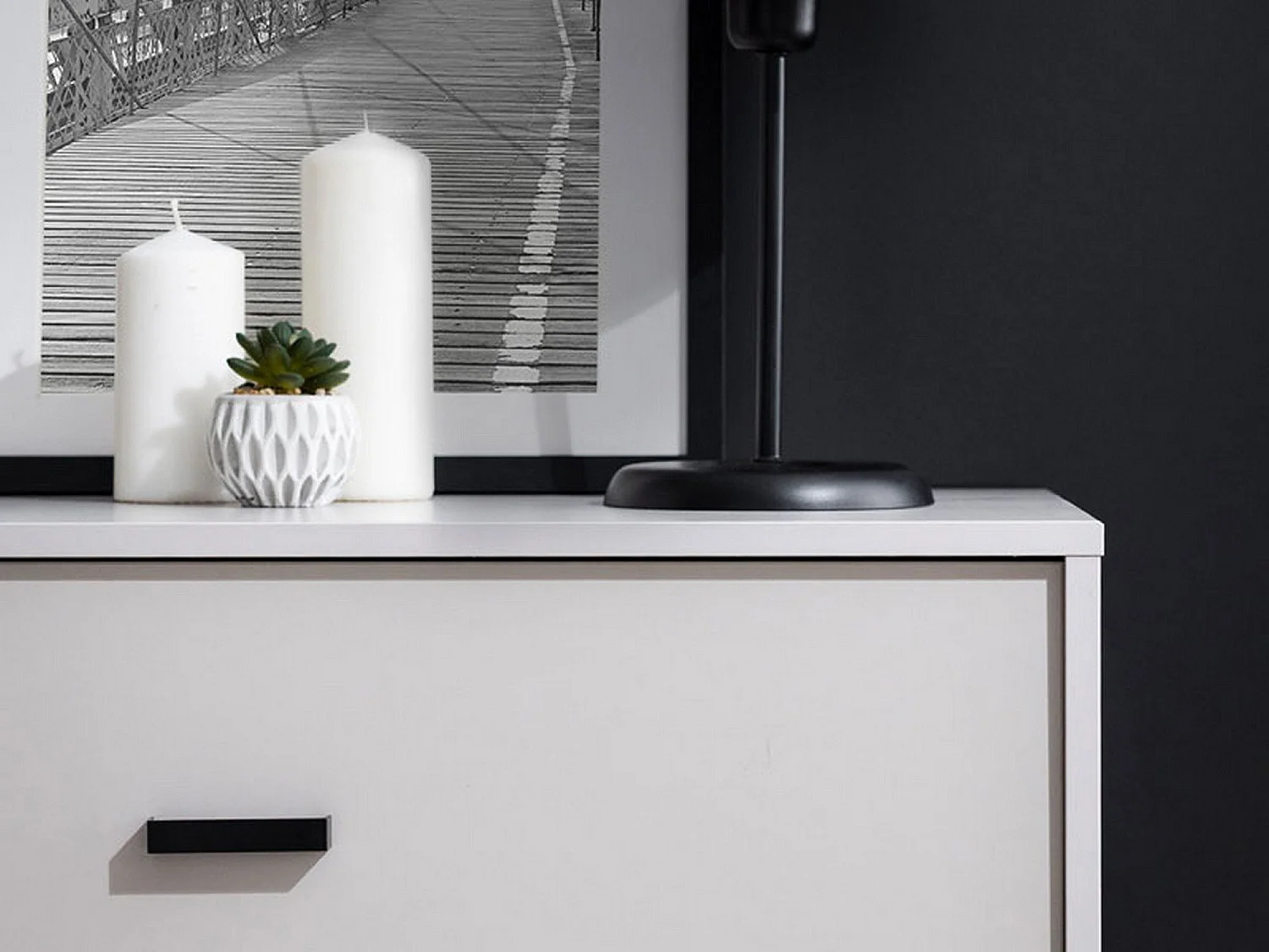 Cassettiera Portio, 3 Cassetti, 80x40x90h cm Bianco, Apertura Scorrevole, Chiusura Scorrevole